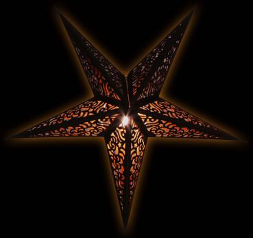 Baby Kala Black / Copperglitter - Foldable glowing Paperstar with 5 points, 40 cm